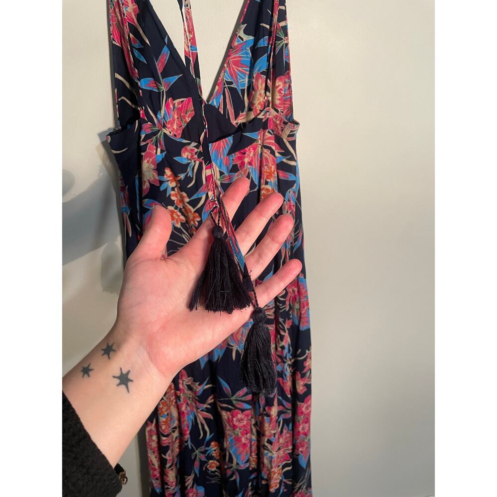 Lulu's Navy Floral Maxi Dress with Pink & Blue Print - Picture 8 of 11
